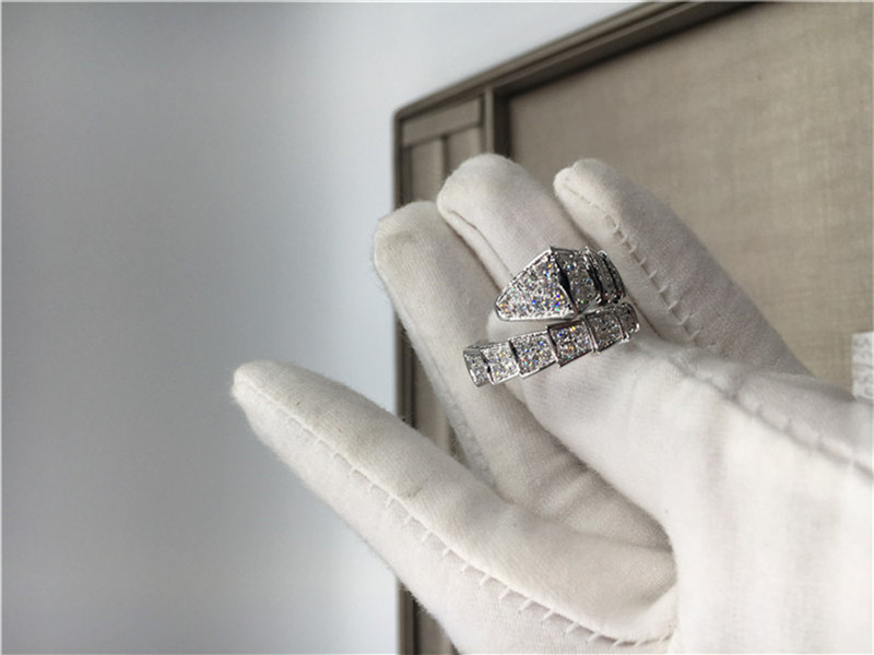 Customized Serpenti 18k White Gold Diamond Engagement Rings Classic