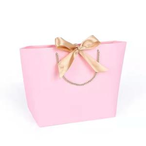 Wholesale Personalized Luxury Custom Crafts Handmade Pink Coated Art Paper Cosmetics Clothes Jewelry Gift Bag Small from china suppliers