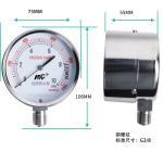 75mm Stainless Steel Pressure Gauge 0-60kpa G3/8 Nickel Plated Brass Pressure