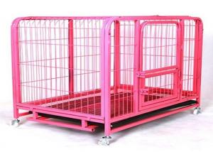 China Pink Color Metal Wire Mesh Collapsible Dog Crate Kennel Cage Can Customized on sale