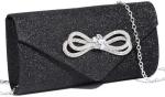 WOMEN EVENING HANDBAG SHINY CRYSTAL BOW FLAP CLUTCH PURSE FOR WOMEN WEDDING