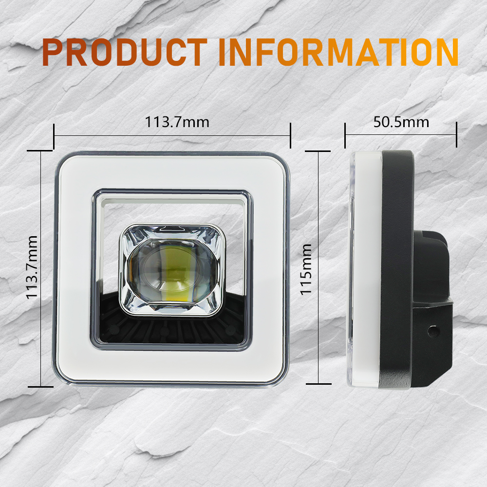 Square Design 4.5 Inch Yellow White 24V Universal Motorcycle Spotlight