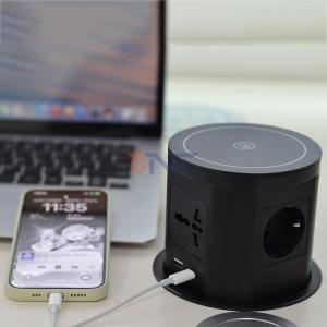 Wholesale Kitchen Hidden Pneumatic Pop Up Power Sockets With usb port and 15W Wireless Charger for Office desk from china suppliers