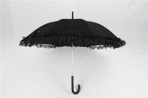 China Black Bridal Lace Ladies Windproof Umbrella Fiberglass Frame Custom Colors on sale