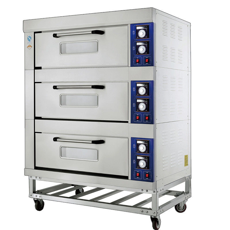 3 Decks 6 Trays Electric Far-Infrared Bakery Oven Stainless Steel Exterior Independent Chambers and Temperature Control