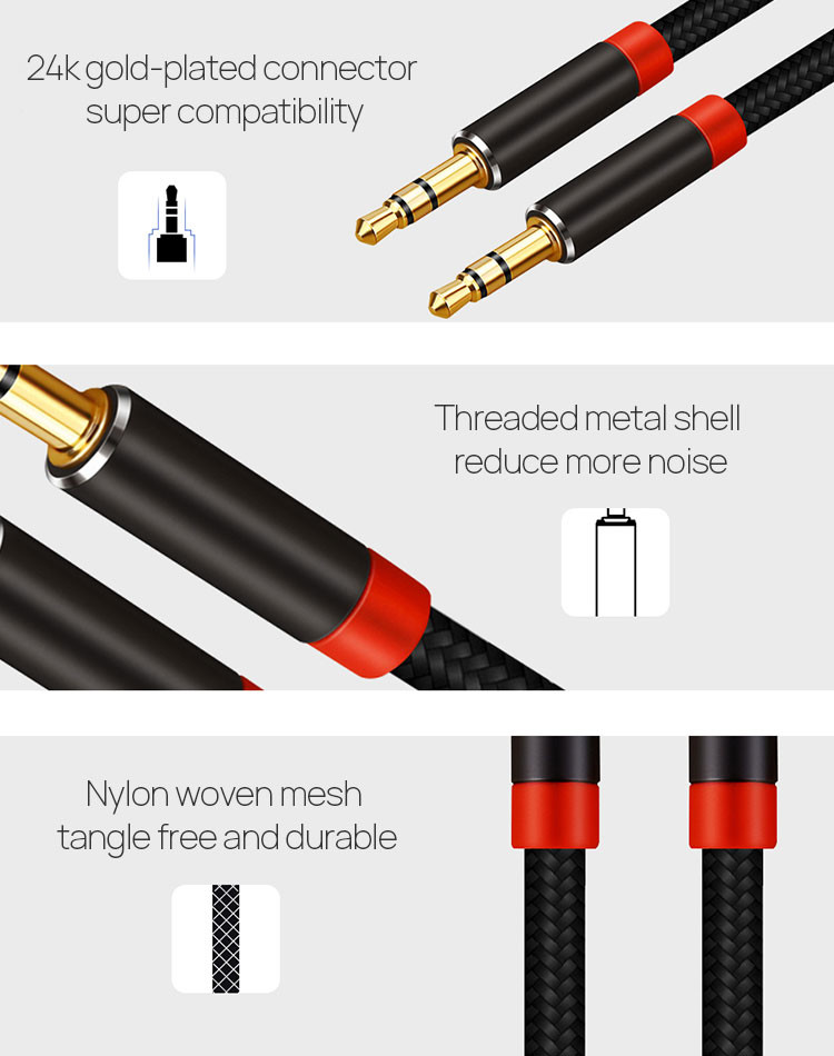 Focuses 3ft Stereo Aux Cable 3.5 Mm Male To Male Stereo Audio Aux Cable