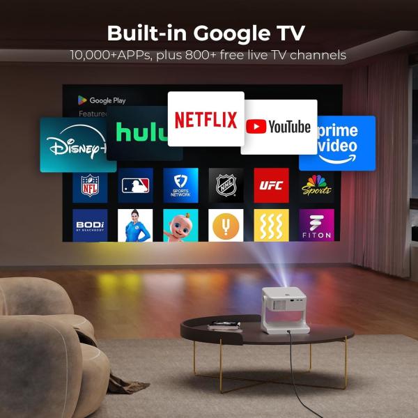 D1 Full HD Projector 1080P 4K Google TV System Voice Control Auto Focus Projector