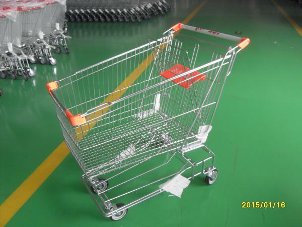 Quality Retail Store Steel Wheeled Shopping Cart 180 L Basket Bottom Rack for sale