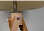 9W Tall Wooden Tripod Floor Lamp With Remote Floor Polished Chrome Finish