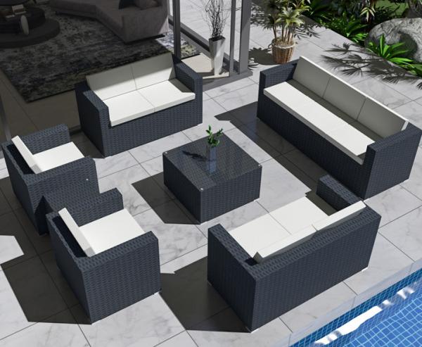 5 Seater Grey Rattan Corner Sofa Garden Sectional Patio Wicker Rattan Sofa
