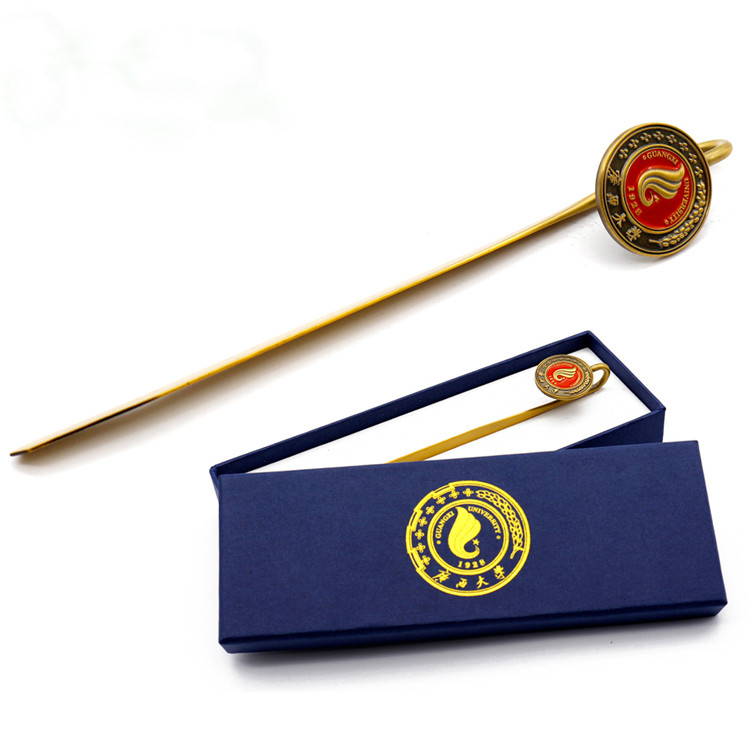 custom blue yellow bookmark gift box with foil stamping lid and base bookmark rigid box