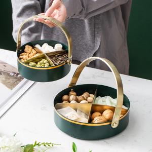 Wholesale Anti Rust 16cm Diameter Steel Fruit Basket With Golden Handle from china suppliers
