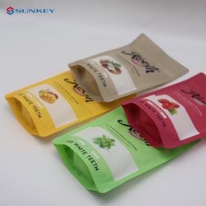 China Sugar Logo Printing Transparent Resealable Plastic Bag Mylar Stand Up Zip Lock Pouch on sale