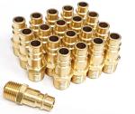 V Style 1/4 Inch NPT Quick Connect Air Fittings , Solid Brass Male Plug