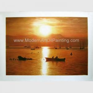 China Linen Realistic Oil Portrait From Photograph , Sunrise Landscape Canvas Art Painting on sale