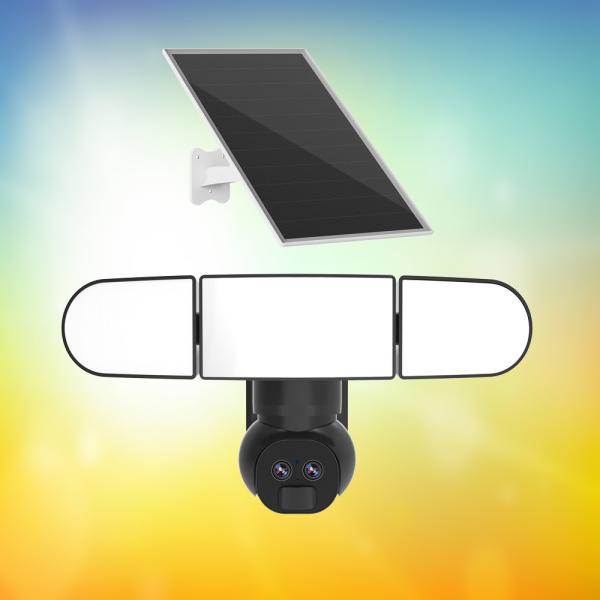 6500K 1500 Lumens Solar Floodlight Camera 15M PIR Distance 90 Degree Viewing