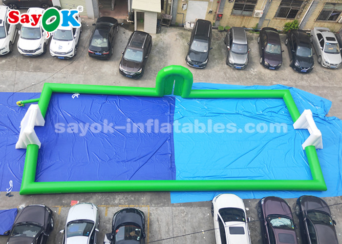 Inflatable Football Game Green Color PVC Commercial Inflatable Soccer Field 20*8m 2 Years Warranty