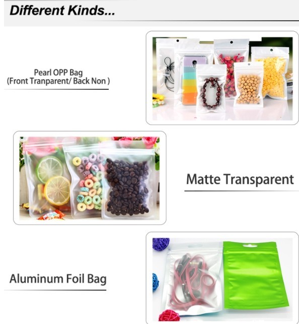 OPP CPP White Clear Resealable Zipper Plastic Pouches for Makeup tools/Electronis etc Packing