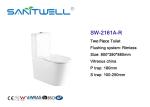 Soft Surface Rimless Close Coupled Toilet Two Piece Structure 800 * 380 * 880mm