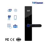 Tempered Glass Front Door Smart Locks Fingerprint Card Acess Anti Peep Password