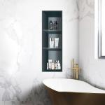 Black Modern Design Style Recessed Bathtub Wall Niche Shower Insert with Chrome
