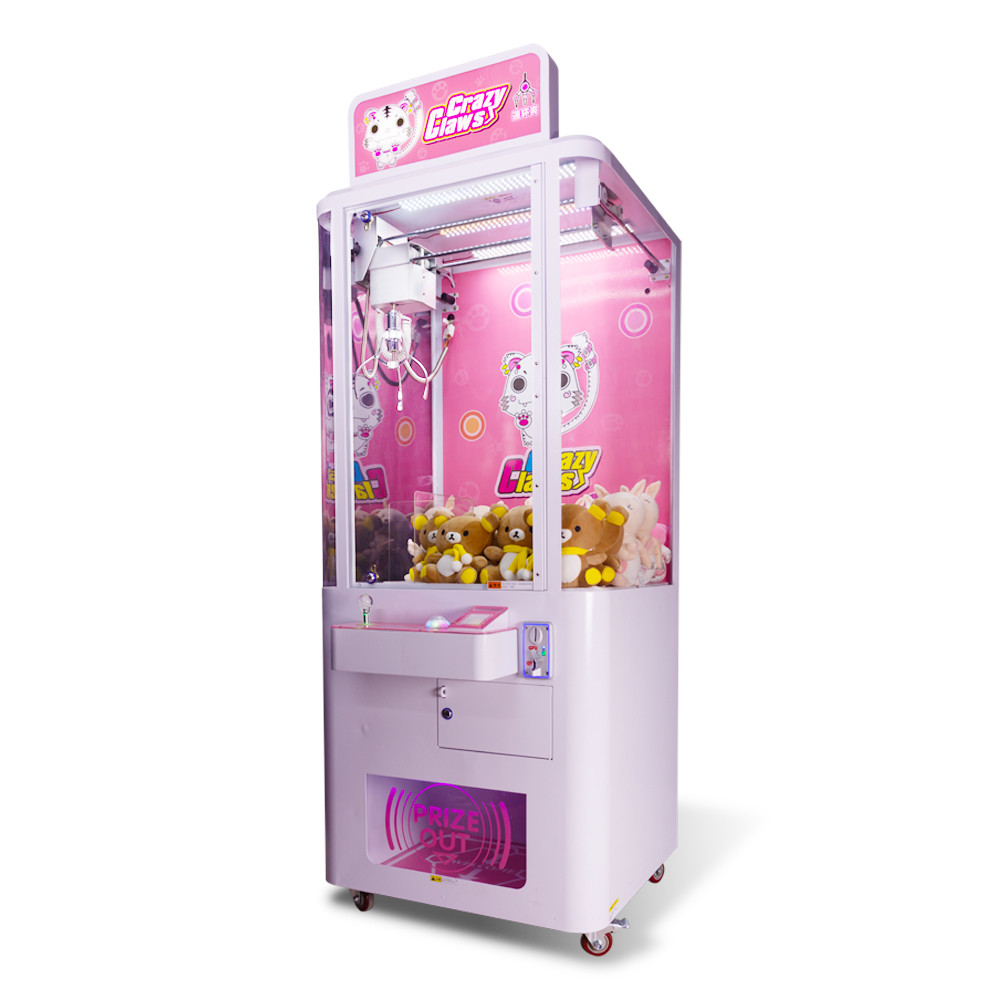 110 - 240V Dolls Crane Amusement Machine , Pink Stuffed Animal Crane Machine