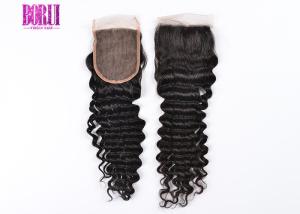 Wholesale Deep Wave Human Hair Lace Closure 4*4 Light Brown No Tangling No Shedding from china suppliers