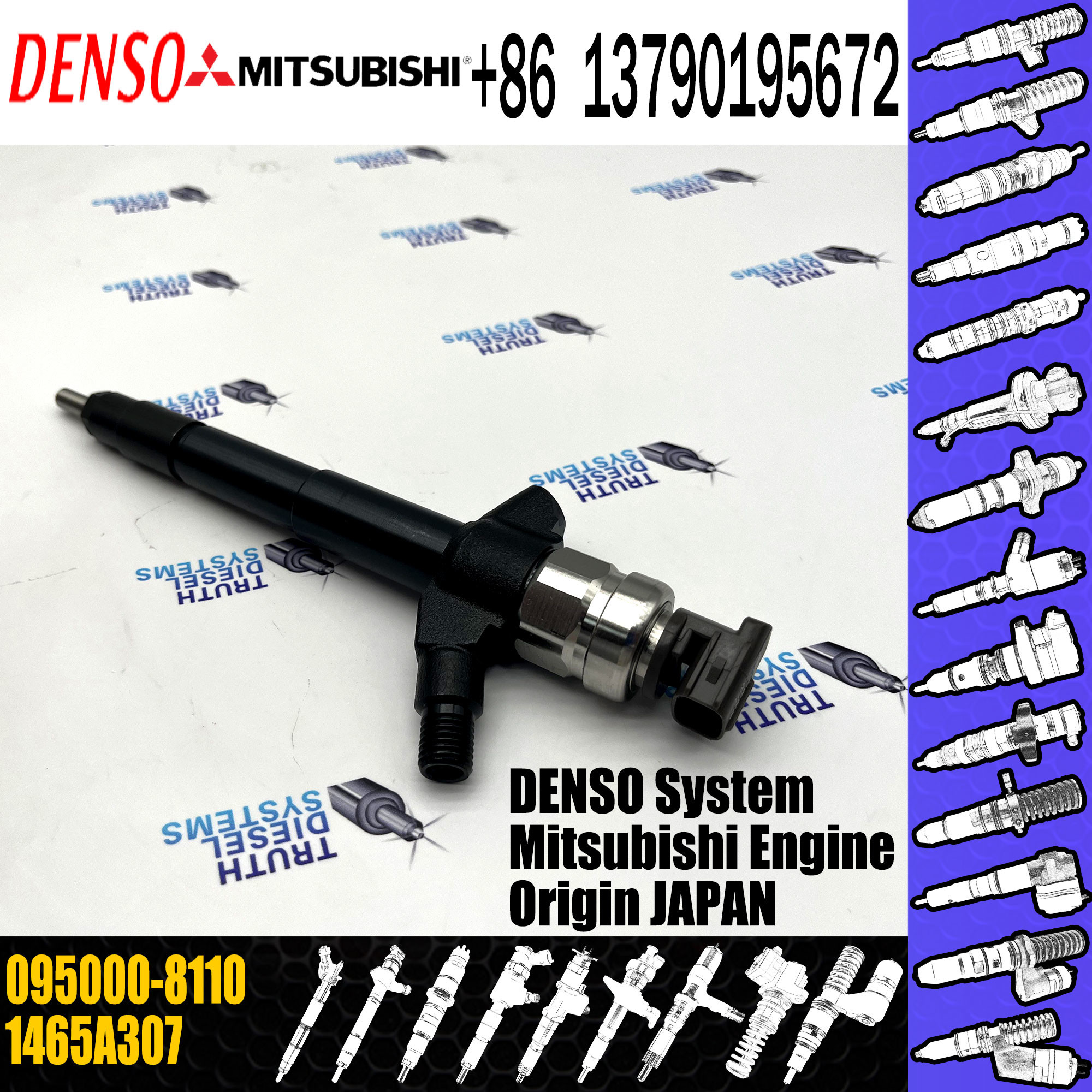 Injector nozzle 1465A307 23670-0L030 095000-8110 for Mitsubishi Pajero 4M41 Common rail Injector 1465A307