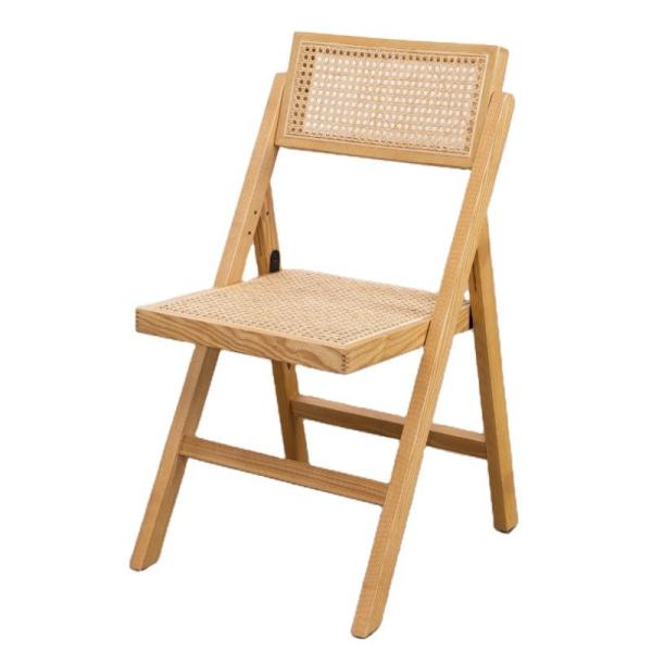 Modern Wood Chair Natural Rattan Solid Wood Folding Chair For Events With And