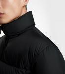 Custom Mens Black Polyester Outdoor Puffer Jacket for Winter