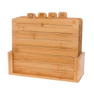 Wholesale Eco-Friendly Solid Bamboo Square Chopping Board Set With Stand For Kitchen Sustainable from china suppliers
