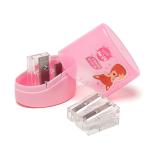 Cartoon Clear Transparent Oval Pencil Sharpener Double Hole
