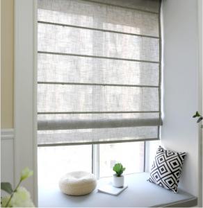 China Light grey Plain linen curtain Roman blinds sheer curtain customized for bedroom living reading dinning room on sale