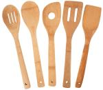 FPA free organic bamboo reusable kitchen cooking utensil with holder set of 7