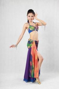 Wholesale 3pcs Elegant Tie Died Chiffon Belly Dance Costume Belly Dance Dresses Stage Performance Belly Dance Wear from china suppliers