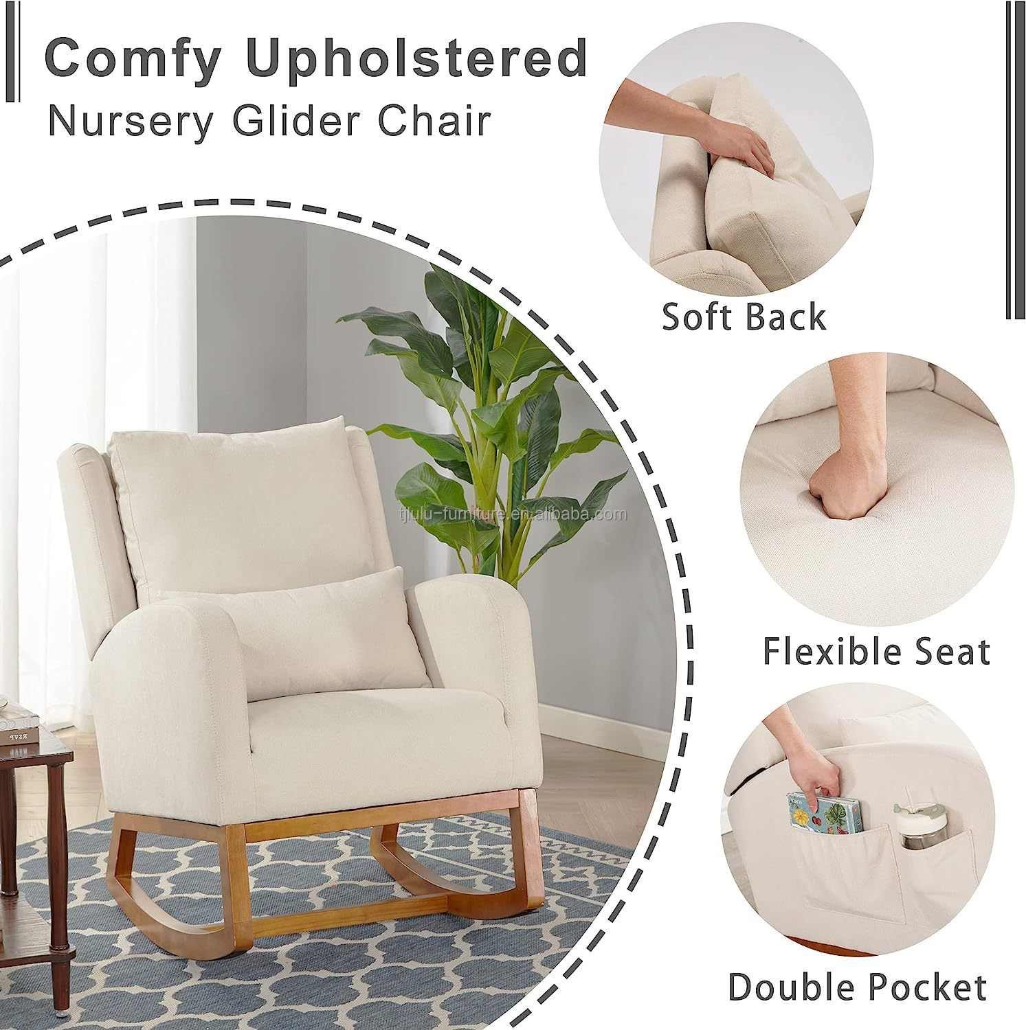 Nordic Fabric Minimalist Cafe Wooden Lounge Chair Accent Leisure Chairs Armchair Home Office Furniture Single Sofa Chair