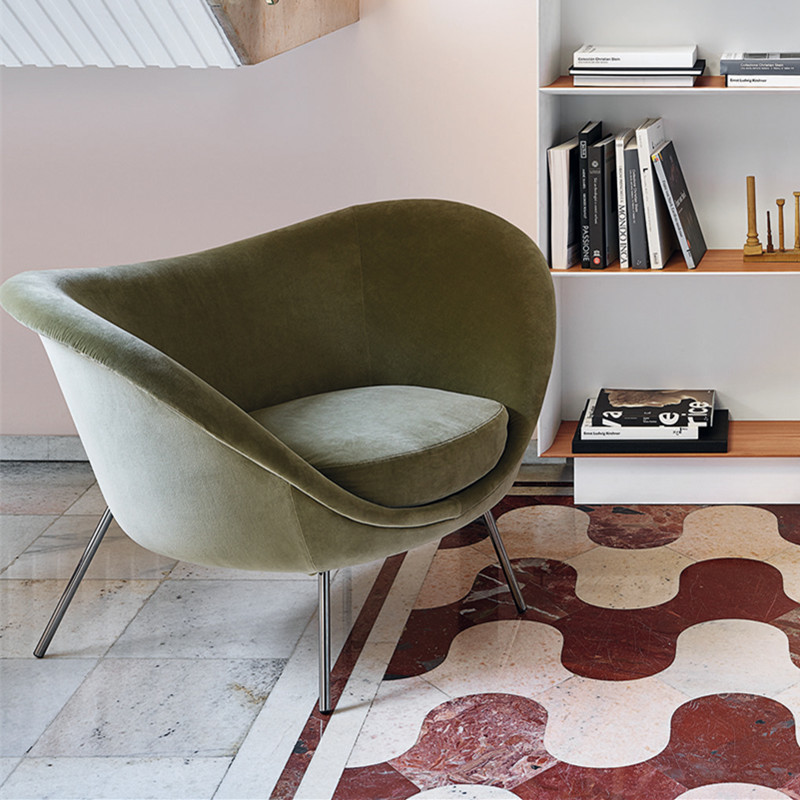 Minimalist Modern Hotel Lobby Furniture Single Velvet Lounge Sofa Chair