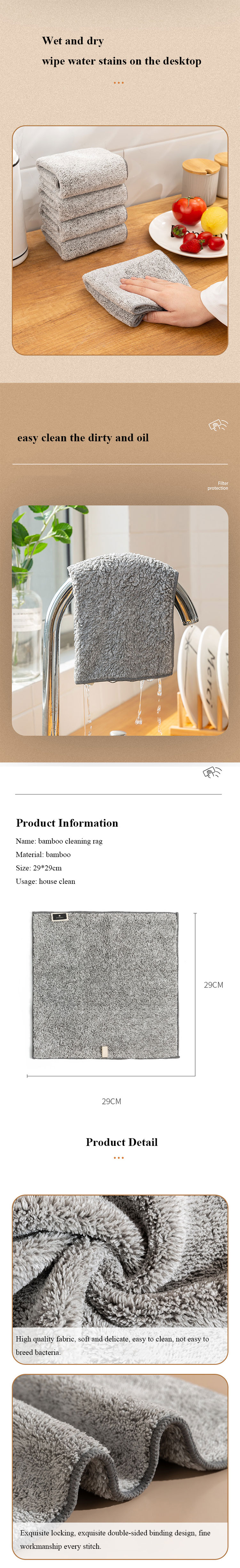 35g Fashionable Cleaning Hand Cleaning Organic Bamboo Charcoal Towel Kitchen Cloth Rag