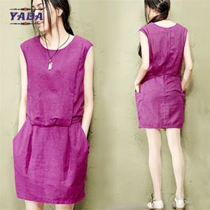 Wholesale Slim solid color cotton linen vest women casual girls sexy night dress photos for ladies from china suppliers