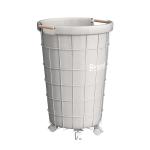Round Iron Metal Laundry Cart With Wheels And Bamboo Handle Big Capacity
