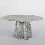 Customized Marble Round Dining Table For 6 Marble Top Metal Legs