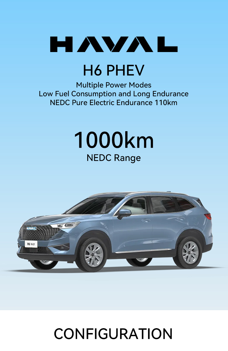 180Km/h Maximum Power 113Kw Plug-In Hybrid 2023 Haval H6 Dht-phev Energy Left Hand Drive Electric Utility Vehicle