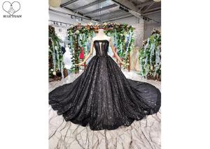 Wholesale Black Custom Beautiful Sparkly Prom Dresses Strapless Bust Hollow Shining Beads from china suppliers