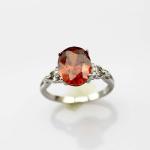White Gold Plated 925 Silver Jewelry 8mmx10mm Oval Red Cubic Zircon Ring(R77)