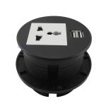 Black Universal power outlet Round power grommet usb socket built in desk sofa