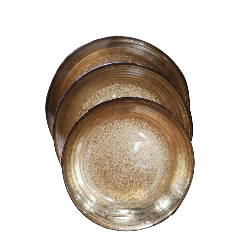 Golden Color Dessert Glass Charger Plates , Decorative Charger Plates For Wedding