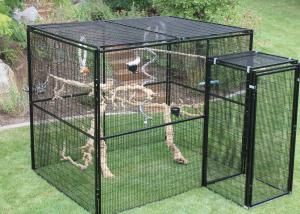 China Durable Outdoor Aviary Cage , Metal Bird Cage Black Or Dark Green Color on sale