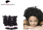 Natural Black Curly Wave Mongolian Hair Extensions / Grade 6A Virgin Hair