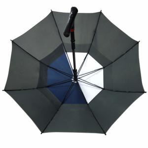 Wholesale Steel Shaft Two Layers Fabric Cane Handle Umbrella Windproof from china suppliers