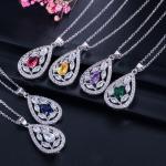 CZ charm pendant necklace dainty jewelry Water Drop Necklace and Earring Sets
